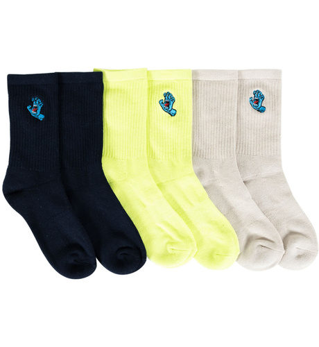 Santa Cruz Screaming Hand Crew Socks 3pk (Youth 2-8) - Multi