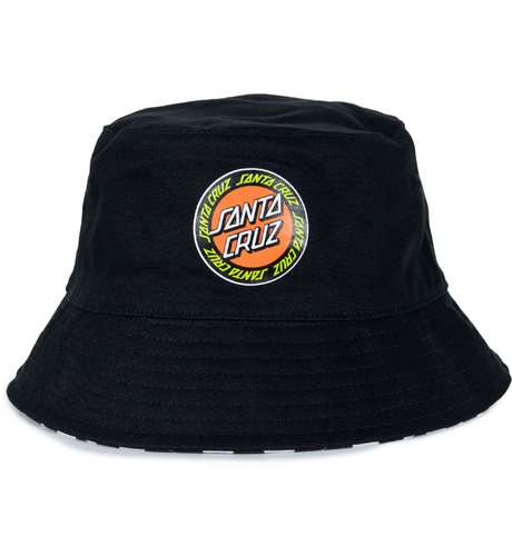 Santa Cruz Outer Ringed Dot Reversible Bucket Hat - Black