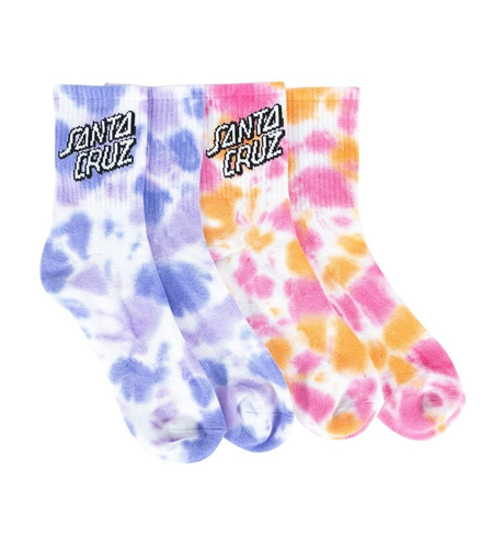 Santa Cruz Stack Strip Socks 2pk (Wmns 6-10) - Multi Tie Dye