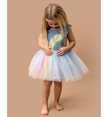 Fox Finch Rainbow Tutu Pini CLOTHING GIRL Girls Dresses Kids Clothing NZ Shop Online Kid Republic S23 24 Fox Finch D1 SUM23