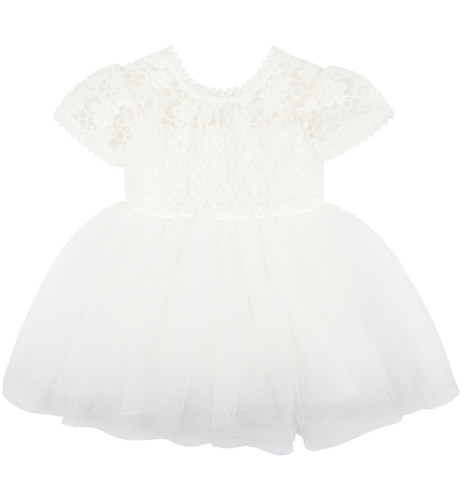 Bebe Lace Bodice W Back Bow Baby Dress