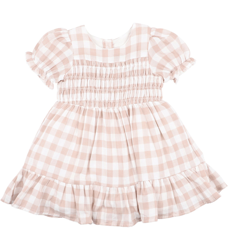 Bebe Quinn Check Baby Dress W Shirring