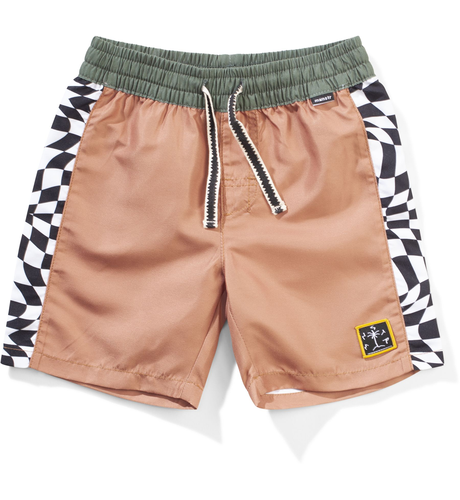 Munster Checkdown Board Shorts - Lt Mustard