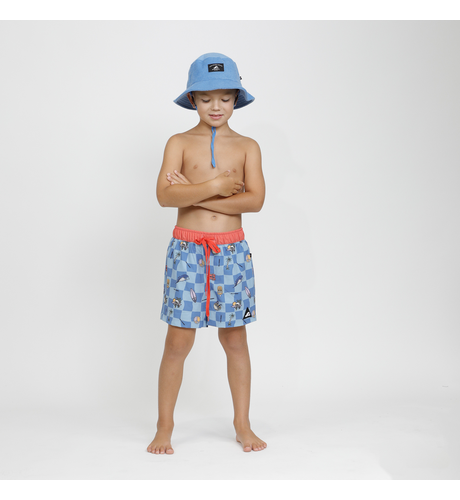 Hello Stranger Check Me Board Short - Blue Check