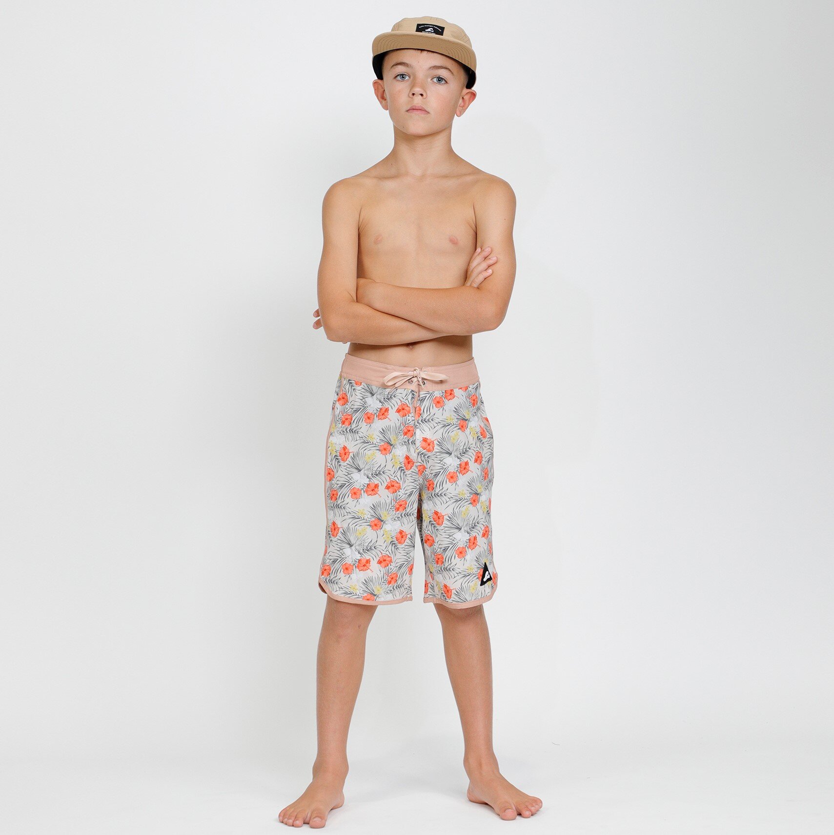 Hello Stranger Tropics Long Board Short Tan Floral CLOTHING