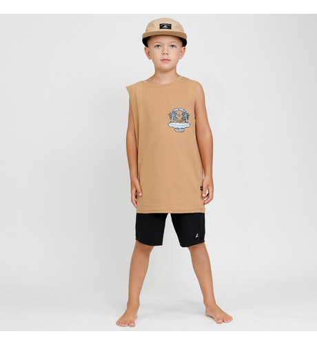 Hello Stranger Stay Chill Muscle Tee - Brown