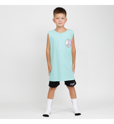 Hello Stranger Peace Muscle Tee - Mint