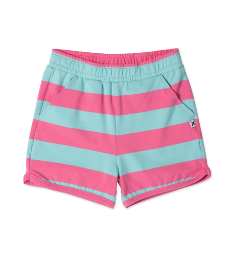 Minti Striped Sport Short - Pink/Teal Stripe