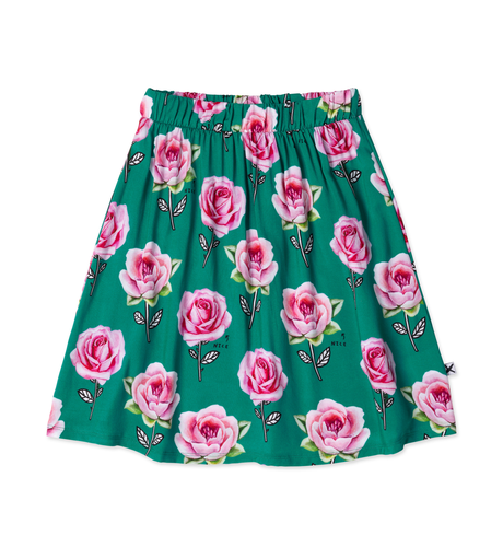 Minti Nice Flowers Woven Skirt - Kelly Green