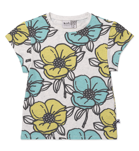 Minti Big Flowers Tee - White Marle