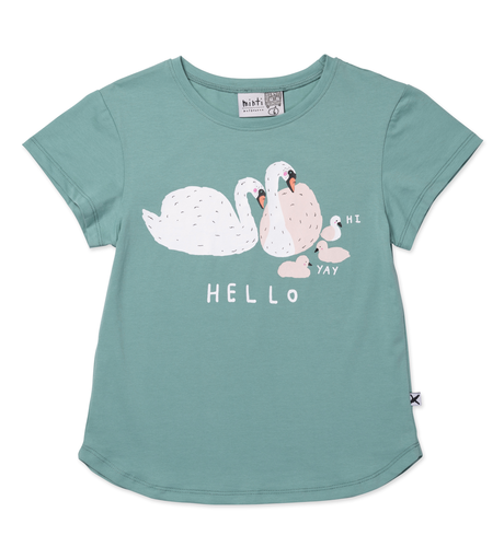 Minti Hello Swan Tee - Emerald