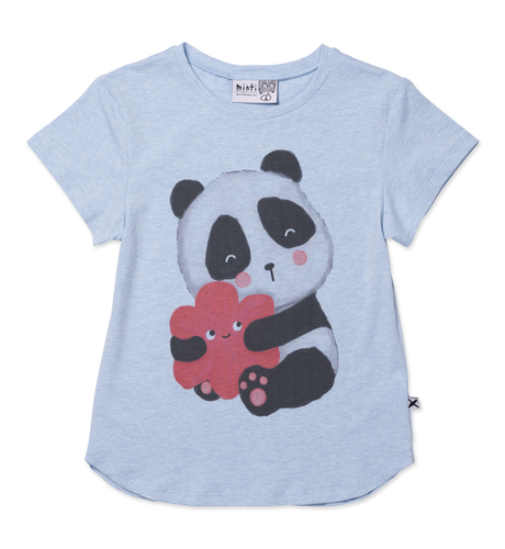 Minti Panda Hug Tee - Cornflower Marle