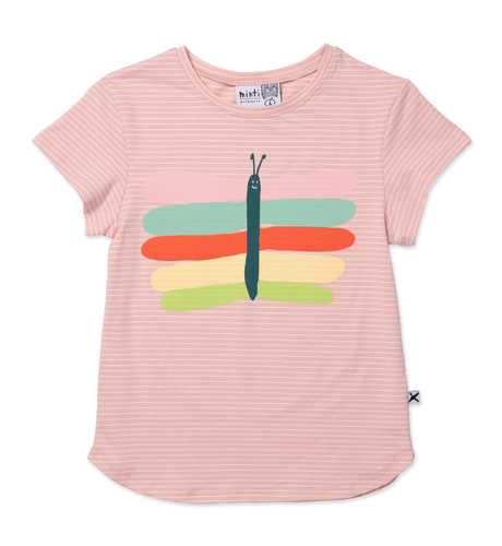 Minti Pastel Butterfly Tee - Ballet Stripe