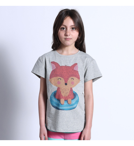 Minti Poolside Fox Tee - Grey Marle