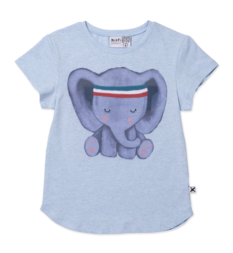 Minti Sporty Elephant Tee - Light Blue Marle