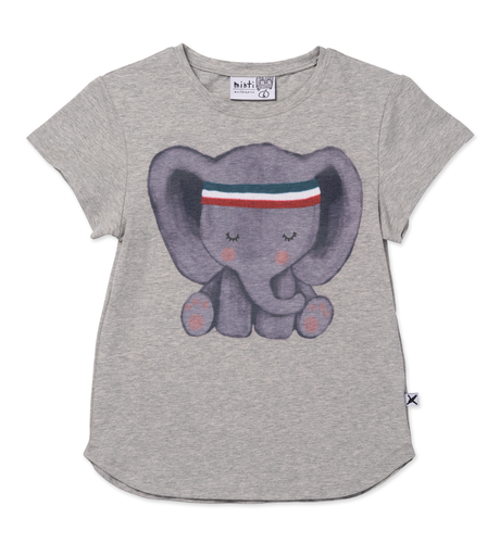 Minti Sporty Elephant Tee - Grey Marle