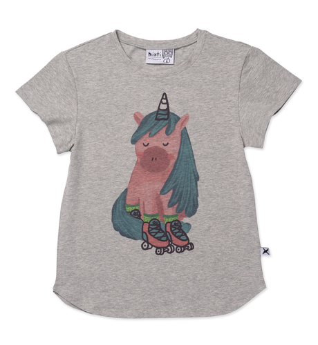 Minti Roller Unicorn Tee - Grey Marle