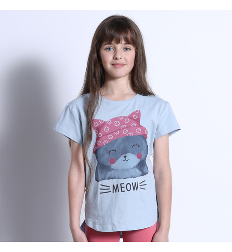 Minti Seaside Cat Tee - Cornflower