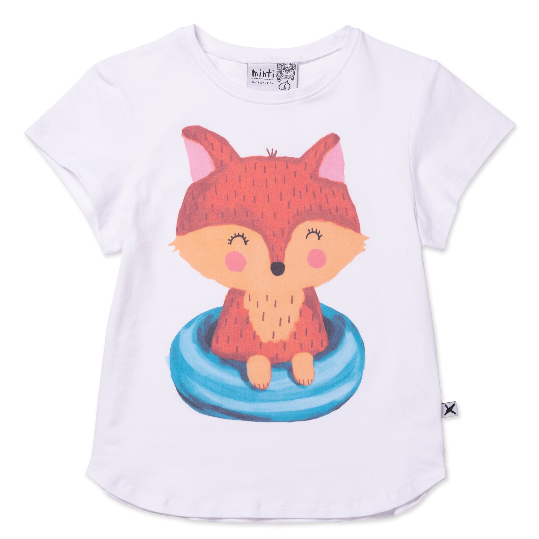 Minti Poolside Fox Tee White CLOTHING-GIRL-Girls S/S Tees