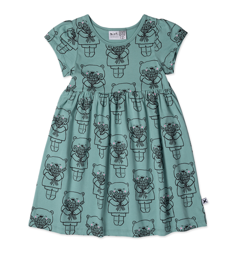 Minti Bouquet Bear Dress - Emerald