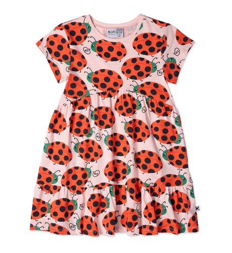 Minti Friendly Ladybirds Dress - Pink Marle