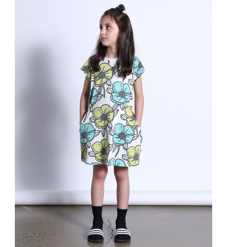 Minti Big Flowers Dress - White Marle