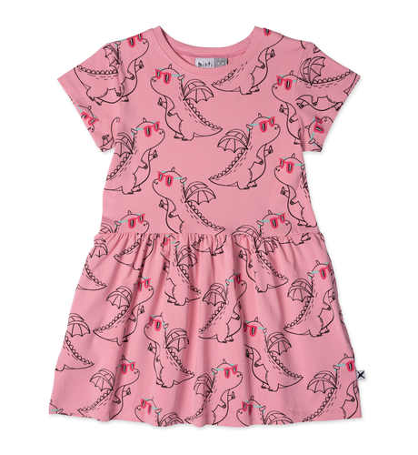 Minti Magical Dragons Dress - Fuchsia