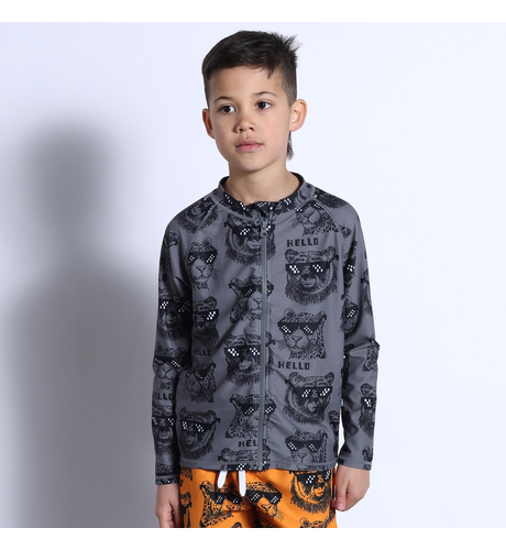 Minti Pixelled Animals Rashie - Dark Grey