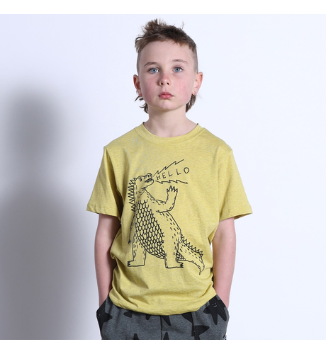 Minti Friendly Godzilla Tee - Yellow Marle