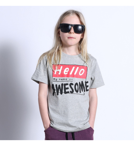 Minti My Name Is Awesome Tee - Grey Marle