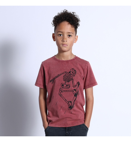 Minti Speedy Skeleton Tee - Burnt Red Wash