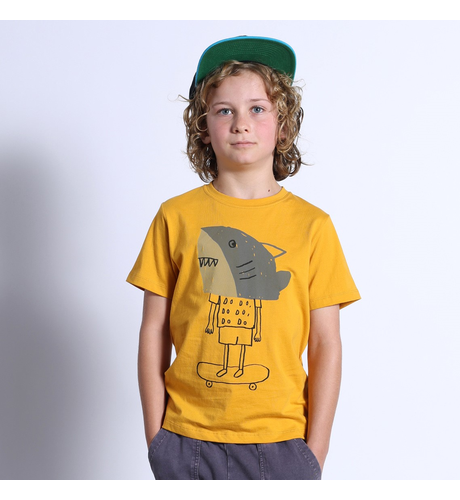 Minti Shark Mask Tee - Mustard