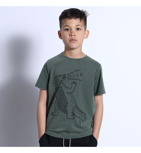 Minti Friendly Godzilla Tee - Olive Wash