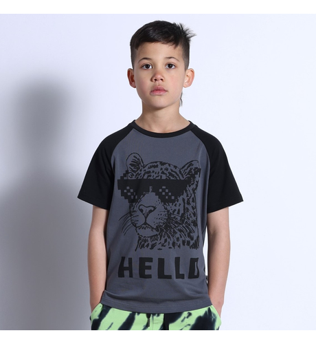 Minti Hello Leopard Bye Bear Tee - Dark Grey/Black