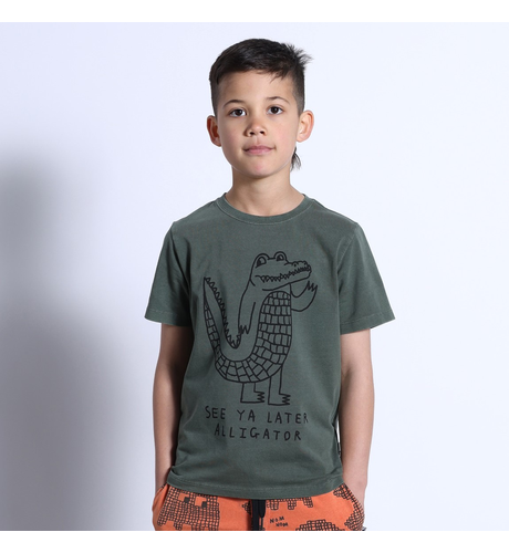 Minti Later Alligator Tee - Olive Wash