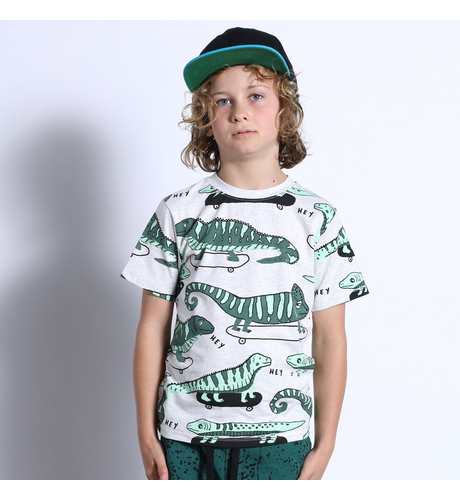 Minti Skate Lizards Tee - White Marle