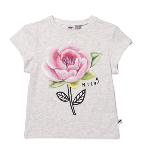 Minti Nice Flower Tee - White Marle