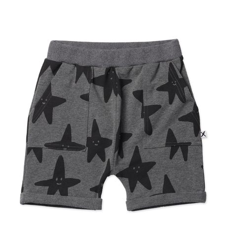 Minti Happy Stars Short - Charcoal Marle