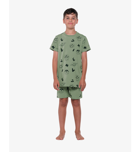 Band Of Boys Smile Guys Summer PJs - Pistachio