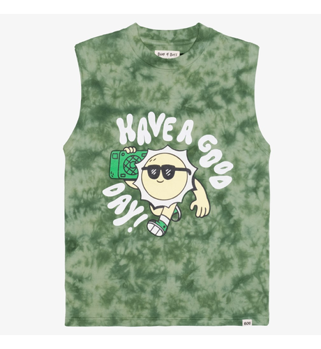 Band Of Boys Have A Good Day Tank - Green Tie Dye