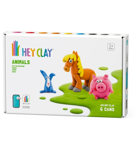 Hey Clay Animals Set (Piggy, Horse, Rabbit) - 6 Cans