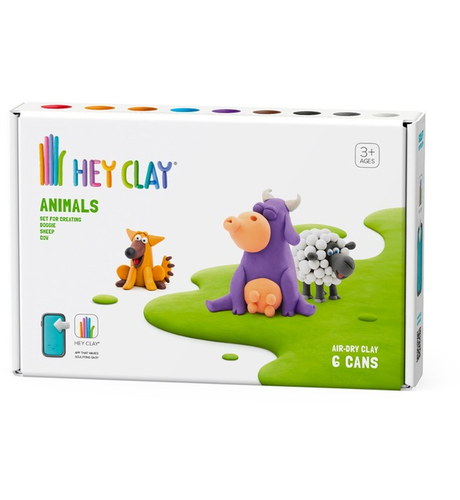 Hey Clay Animals Set (Cow, Doggie, Sheep) - 6 Cans