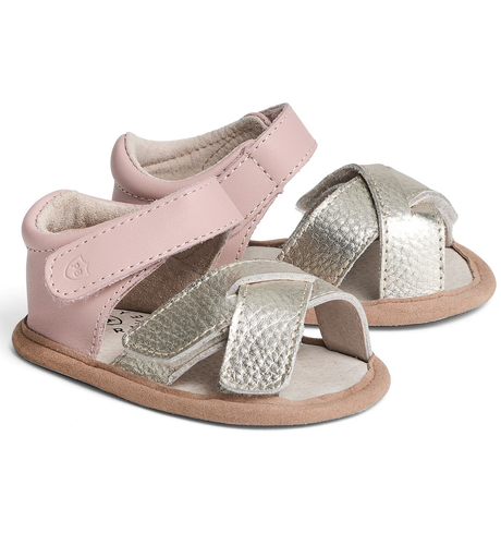 Pretty Brave Criss-Cross Baby Sandal - Blush/Gold