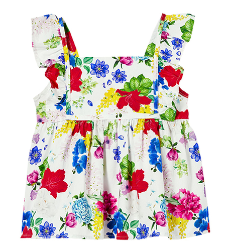 Milky Hibiscus Poplin Top