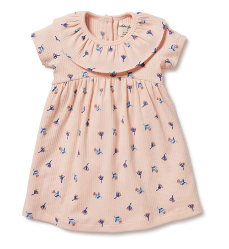 Wilson & Frenchy Little Flower Organic Rib Ruffle Dress