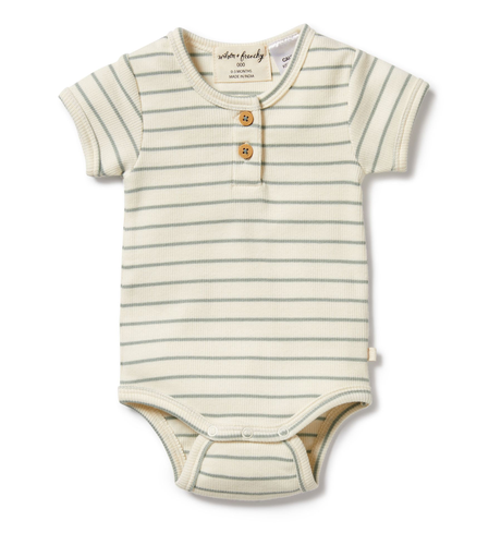 Wilson & Frenchy Petit Sage Organic Henley Bodysuit