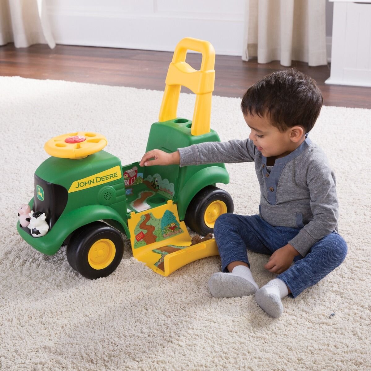 John deere sit and sales scoot trailer