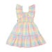 Rock Your Kid Rainbow Plaid Shirred Dress