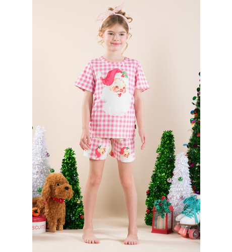 Rock Your Kid Pink Plaid Santa PJ Set