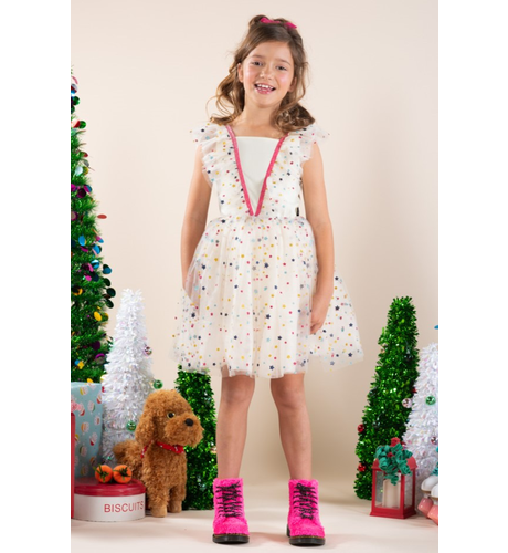 Rock Your Kid Cream Christmas Angel Dress